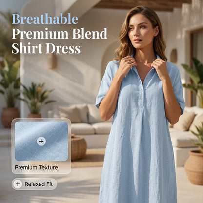Women's Relaxed Linen-Blend Shirt Dress