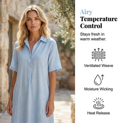 Women's Relaxed Linen-Blend Shirt Dress