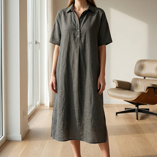 Women's Relaxed Linen-Blend Shirt Dress