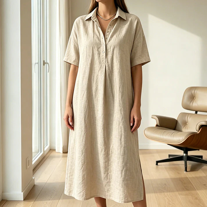 Women's Relaxed Linen-Blend Shirt Dress