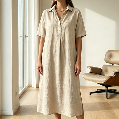 Women's Relaxed Linen-Blend Shirt Dress