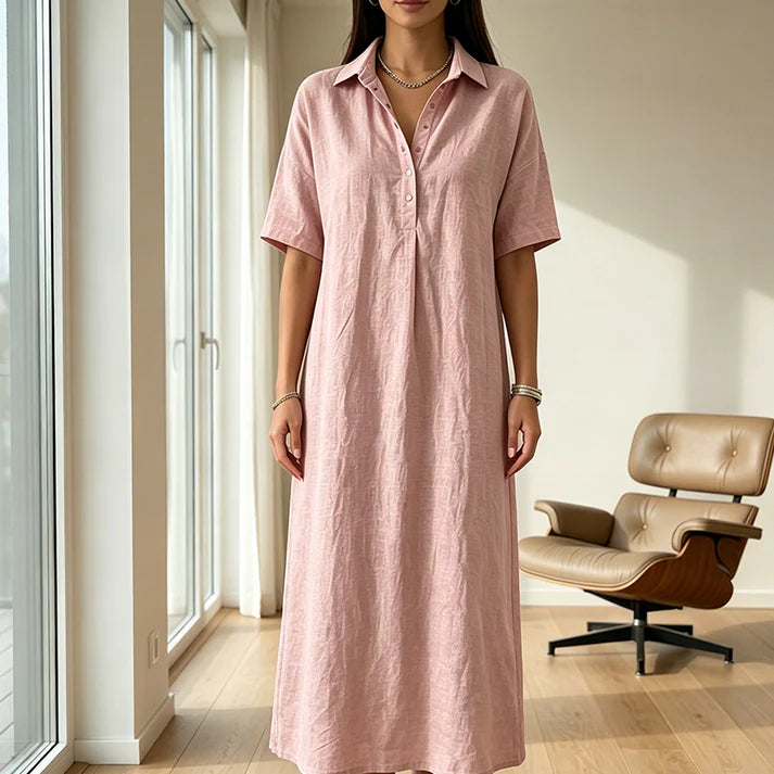 Women's Relaxed Linen-Blend Shirt Dress