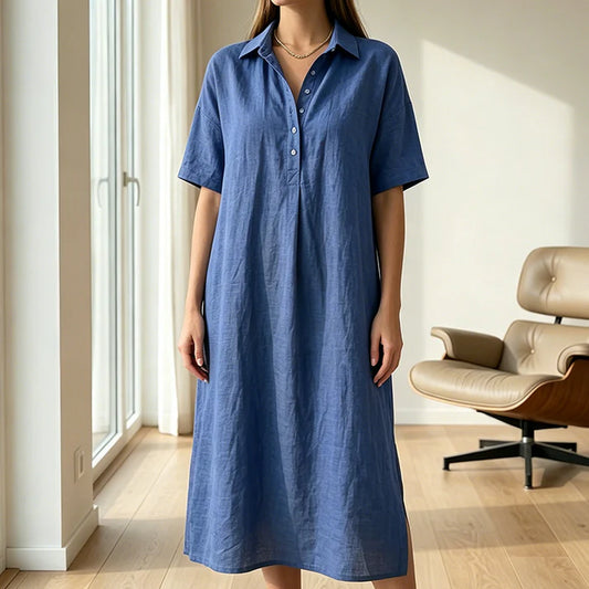 Women's Relaxed Linen-Blend Shirt Dress
