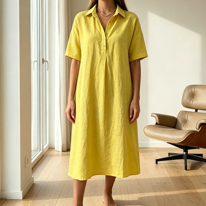Women's Relaxed Linen-Blend Shirt Dress