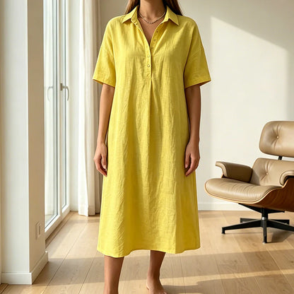 Women's Relaxed Linen-Blend Shirt Dress
