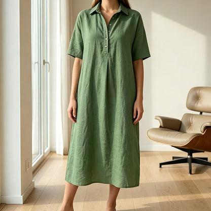 Women's Relaxed Linen-Blend Shirt Dress