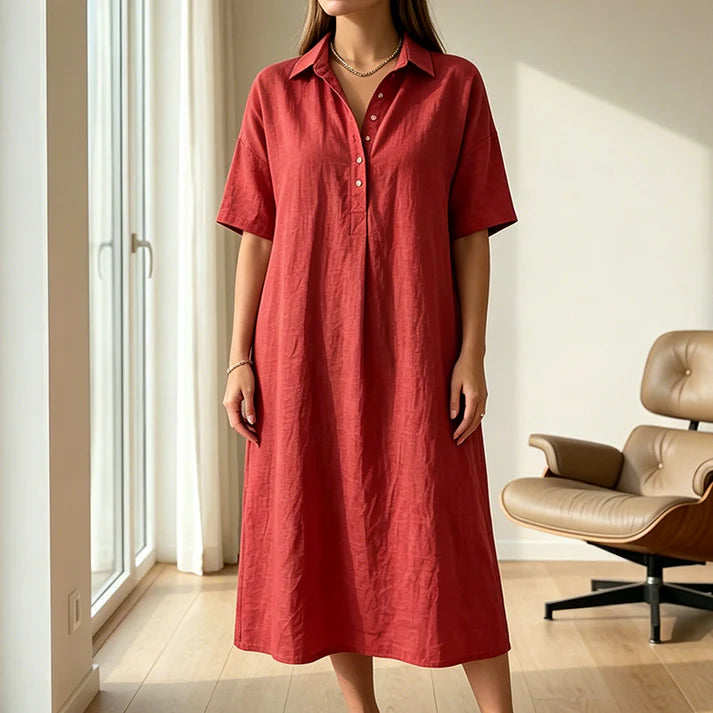 Women's Relaxed Linen-Blend Shirt Dress