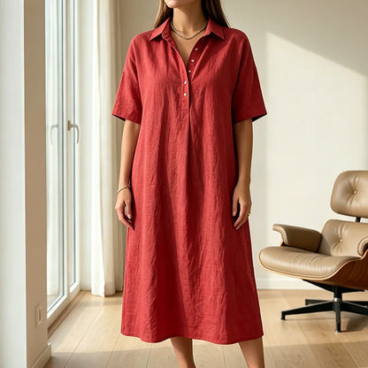 Women's Relaxed Linen-Blend Shirt Dress