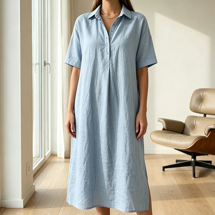 Women's Relaxed Linen-Blend Shirt Dress