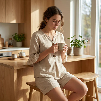 Women's V-Neck Top and Shorts Set