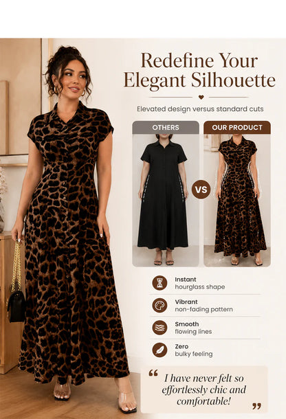 Women's Leopard-Print Collared Maxi Dress