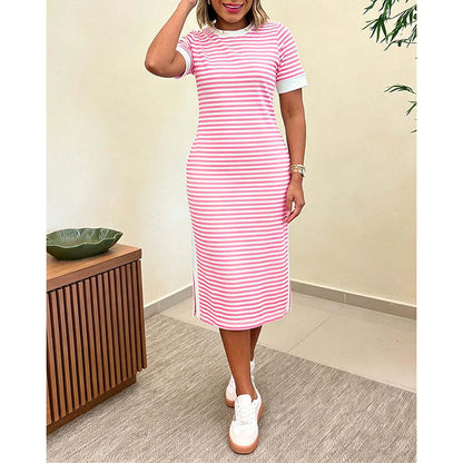 Women's Striped Midi Dress