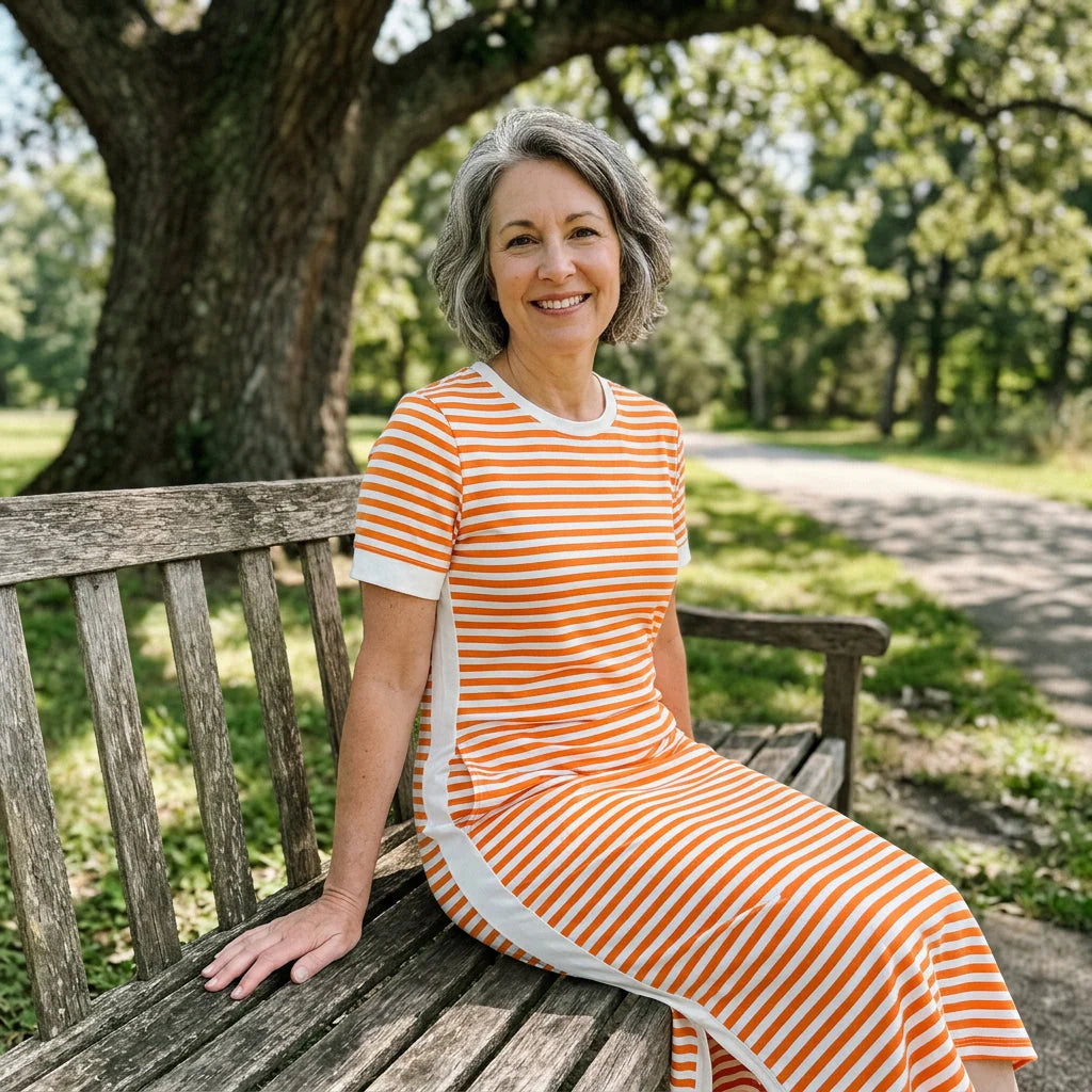 Women's Striped Midi Dress