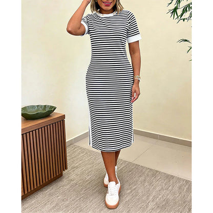 Women's Striped Midi Dress