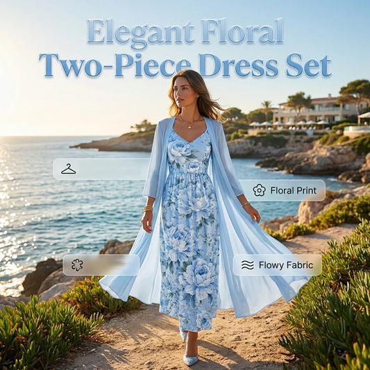 Women's Floral Dress and Cover-Up Set