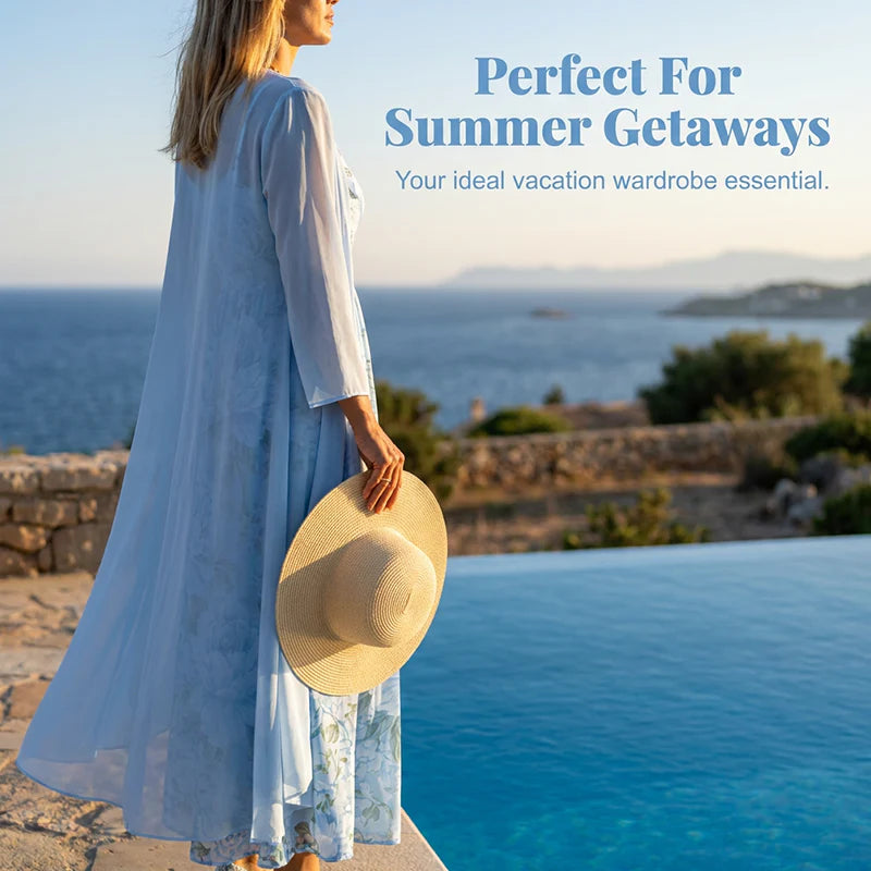 Women's Floral Dress and Cover-Up Set