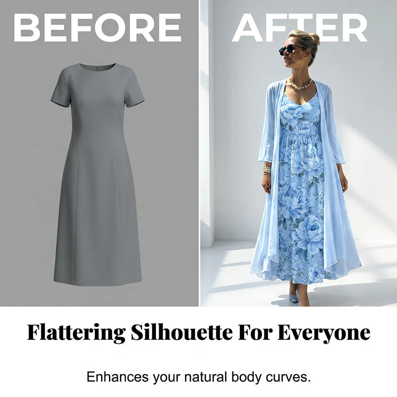 Women's Floral Dress and Cover-Up Set