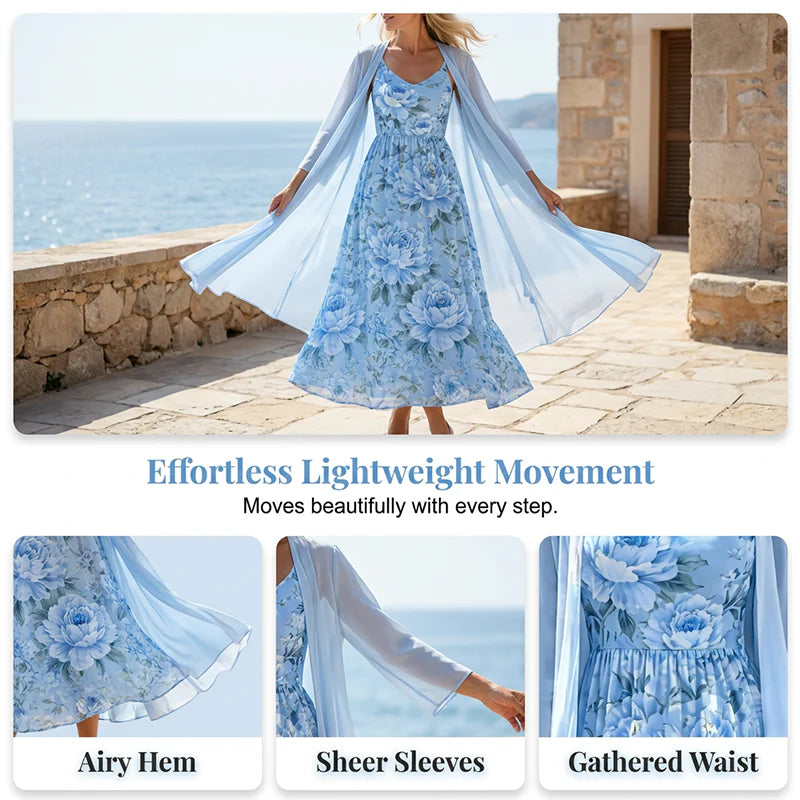 Women's Floral Dress and Cover-Up Set