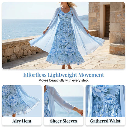Women's Floral Dress and Cover-Up Set
