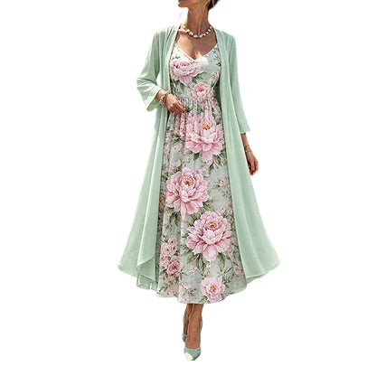 Women's Floral Dress and Cover-Up Set