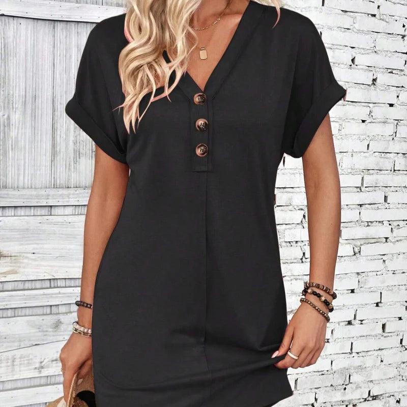 Women's V-Neck Button-Down Dress