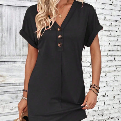 Women's V-Neck Button-Down Dress