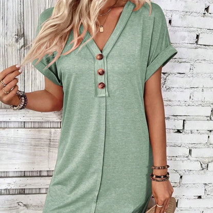 Women's V-Neck Button-Down Dress