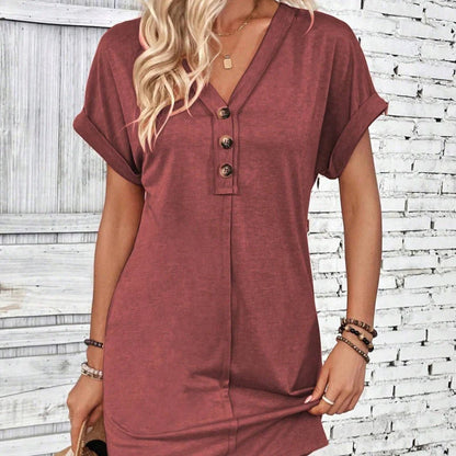Women's V-Neck Button-Down Dress