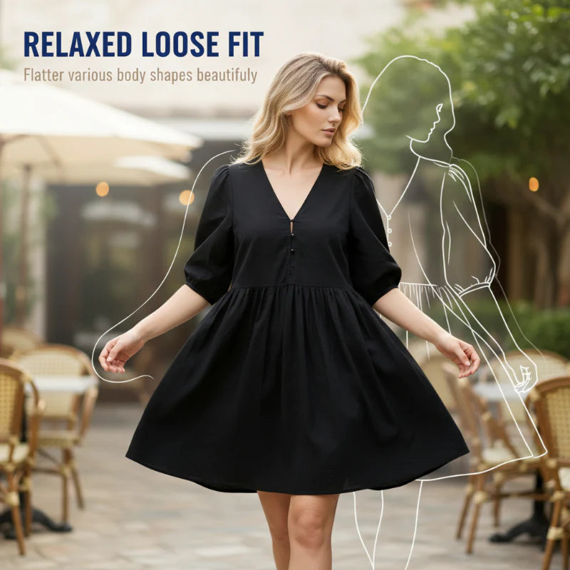 Women's Relaxed V-Neck Mini Dress