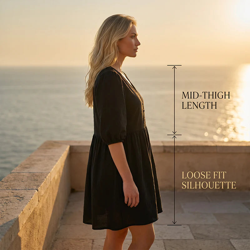 Women's Relaxed V-Neck Mini Dress