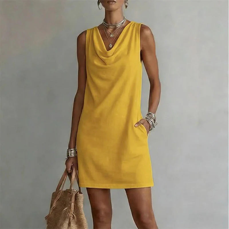Women's Sleeveless Cowl Neck Dress
