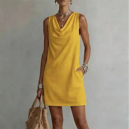 Women's Sleeveless Cowl Neck Dress