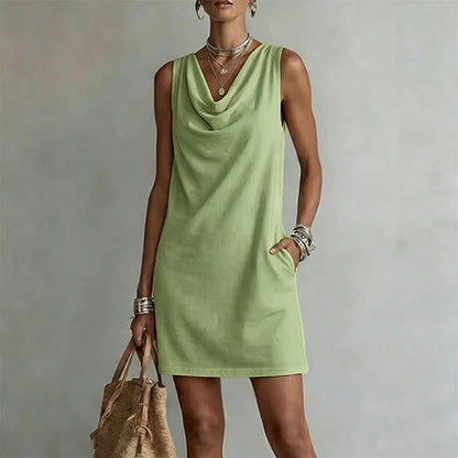 Women's Sleeveless Cowl Neck Dress