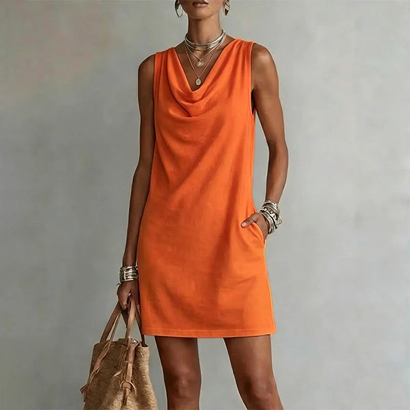 Women's Sleeveless Cowl Neck Dress