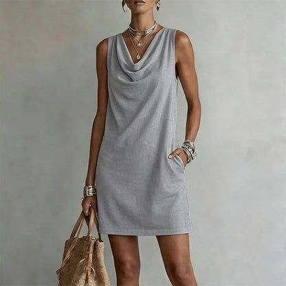 Women's Sleeveless Cowl Neck Dress