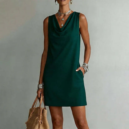 Women's Sleeveless Cowl Neck Dress