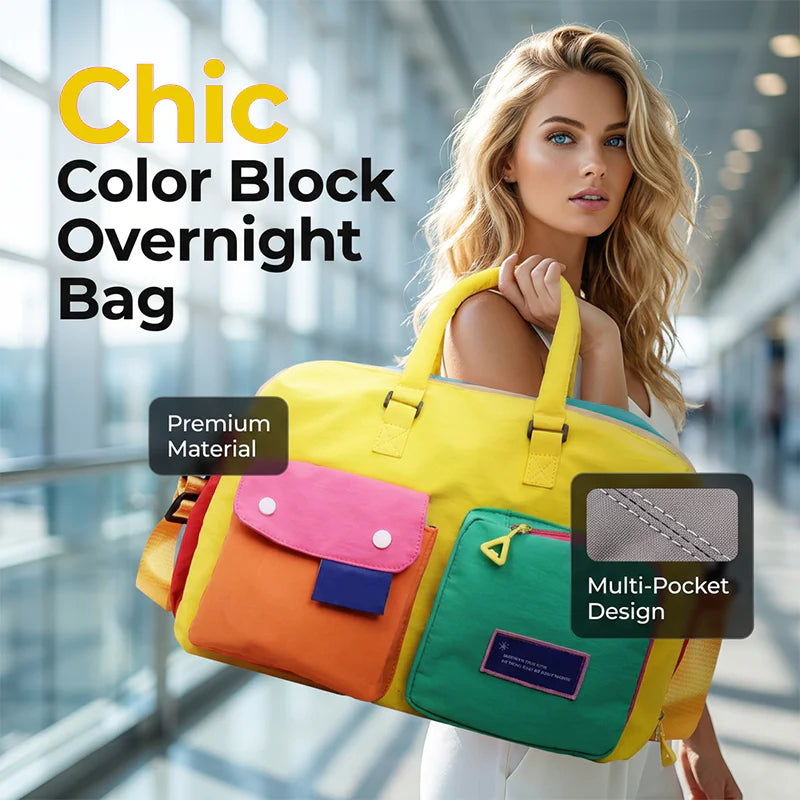 Women's Colour-Block Overnight Bag