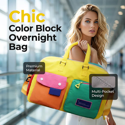 Women's Colour-Block Overnight Bag