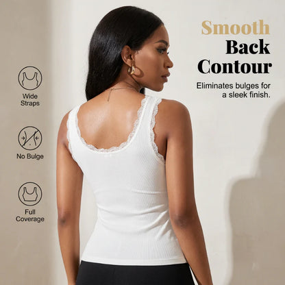 Women's Ribbed Lace-Trim Cami Top