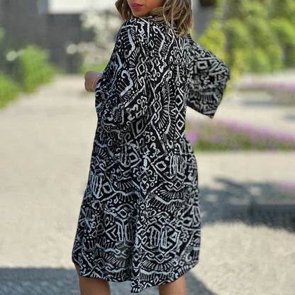 Women's Printed V-Neck Tiered Dress
