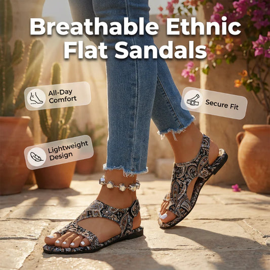Women's Printed Toe-Loop Flat Sandals