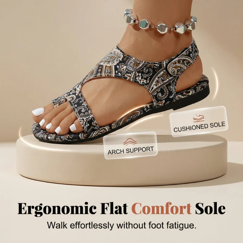 Women's Printed Toe-Loop Flat Sandals