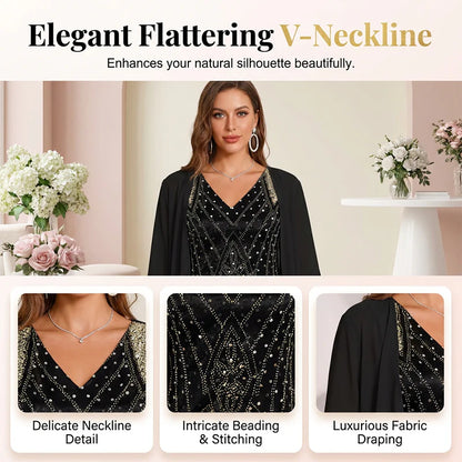Women's Embellished Two-Piece Dress and Sheer Cardigan Set