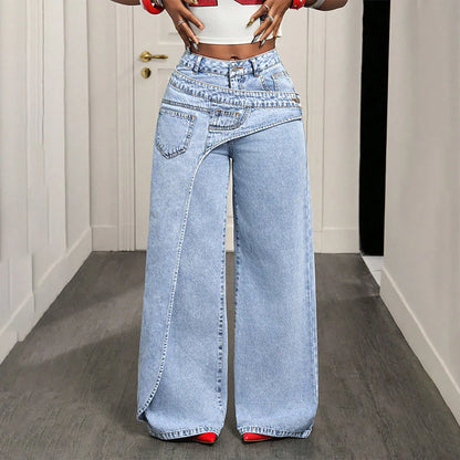 Women’s Wrap-Waist Wide-Leg Jeans