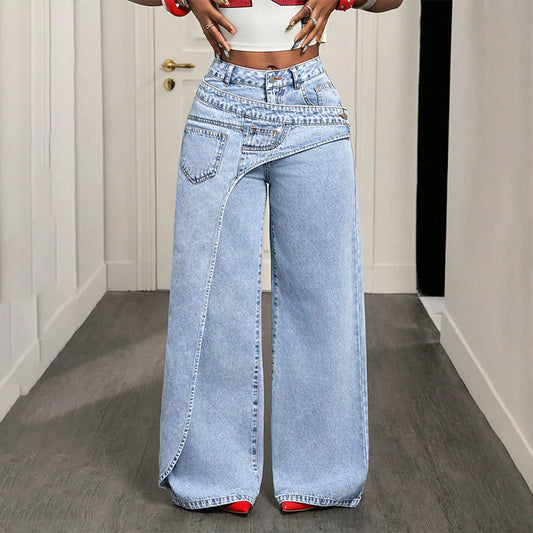 Women’s Wrap-Waist Wide-Leg Jeans