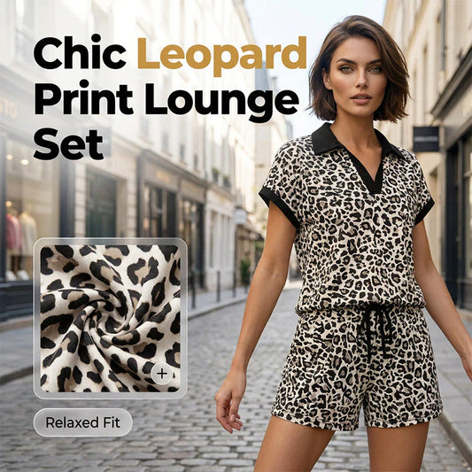 Women’s Leopard Print Top & Shorts Set