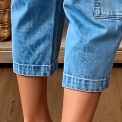 Women's Cropped Barrel Leg Denim Trousers