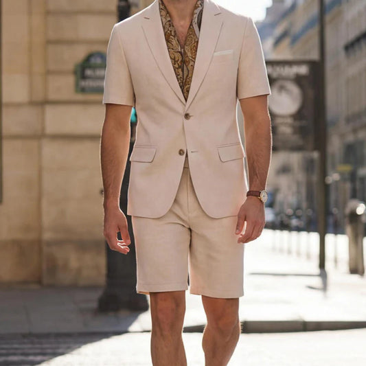 Men’s Short-Sleeved Blazer and Shorts Set