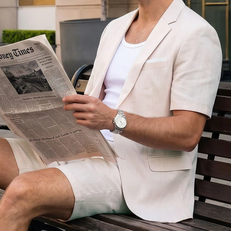 Men’s Short-Sleeved Blazer and Shorts Set