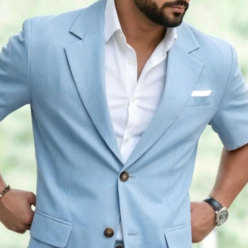 Men’s Short-Sleeved Blazer and Shorts Set